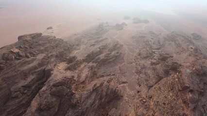 Wall Mural - Aerial view of rock formations within Wadi Rum reserve in southern Jordan