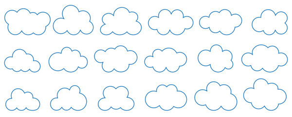 Clouds line art icon. Storage solution element, databases, networking, software image, cloud and meteorology concept. Vector line art illustration isolated on white background