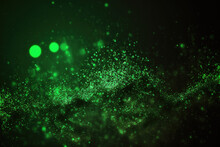 Abstract Background With Green Particle. Generative AI.