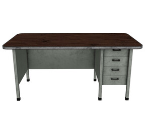 Canvas Print - 3d rendering metal desk with filing cabinet for office
