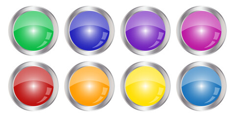 Wall Mural - set colored buttons. glossy brooch pin. vector illustration.
