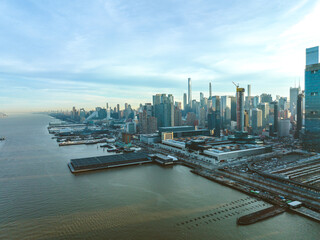 Wall Mural - Aerial Drone Sunrise in Weehawken New Jersey