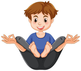 Wall Mural - yoga flower pose cartoon character