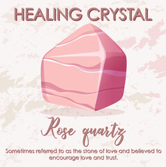 Wall Mural - Rose quartz stone with text