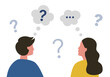 © Orapun - Man and woman thinking character concept vector illustration on white background. Solving problem.