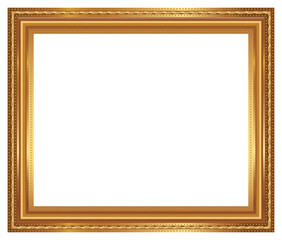 Wall Mural - Gold photo frame with corner line floral picture frame isolated