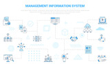 mis management information system concept with icon set template banner with modern blue color style