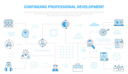 Wall Mural - cpd continous professional development concept with icon set template banner with modern blue color 