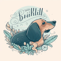 Wall Mural - Cute Dachshund Logo