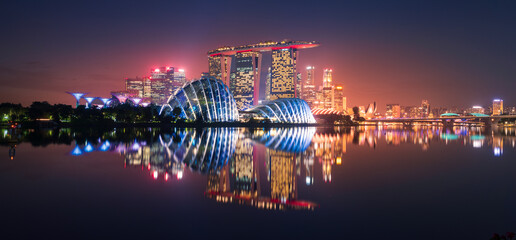 Wall Mural - Singapore city skyline at night with holiday lights