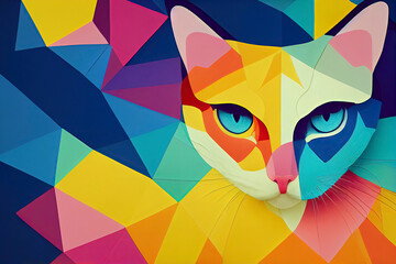 Low poly geometric of cat