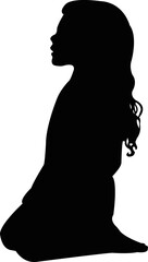 Wall Mural - a girl kneeling down, body silhouette vector