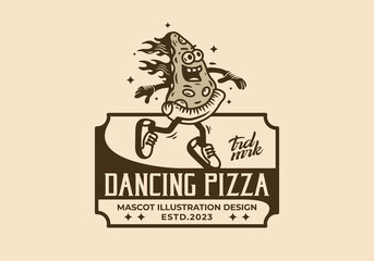 Poster - Mascot illustration design of dancing pizza