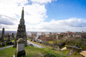 Wall Mural - The Glasgow Necropolis , Nice view and sculpture of Victorian Cemetery Monuments during winter sunny day at Glasgow , Scotland : 27 February 2018