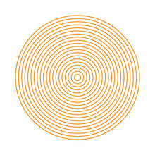 Eps10 Orange Vector Concentric Circles Artwork Isolated On White Background. Circular Geometric Abstract Halftone Pattern In A Simple Flat Trendy Modern Style For Your Website Design, And Mobile App
