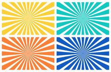 Colorful Radial Motion Sun Beam Rays Vector Element Set