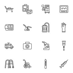 Poster - Medical equipment line icons set