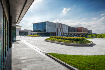 Sticker - Modern business building in sunny day