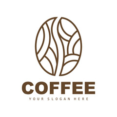 Wall Mural - coffee bean drink logo design in brown color vector illustration