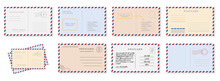 Set Of Paper Postcard Letter Template. Mockup Vintage Post Envelope. Vector Illustration