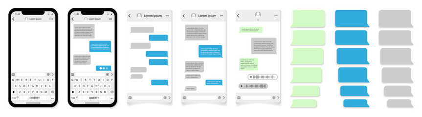 Chat message app frame for smartphone. Messaging with speech bubble