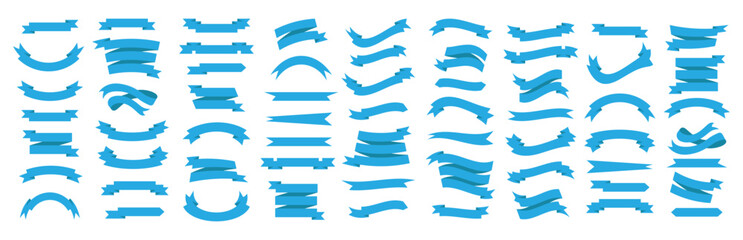Aufkleber - Set of blue ribbon banner. Blank ribbon label collection