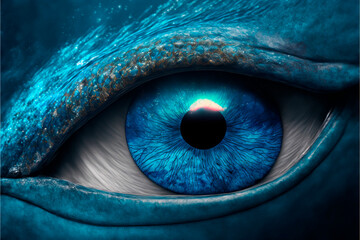 Wall Mural - Blue whale eye, AI generation