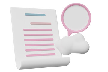 Wall Mural - 3D white checklist paper icon with clipboard pink, chat bubbles isolated. minimal social media messages concept, 3d render illustration