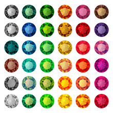 Colorful Gemstones Collection  - Set Of Multicolored Diamonds. Precious Stone Vector Jewels. 