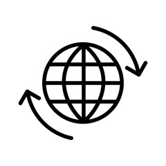 Globe line icon. World, knowledge, location, exploration, continents, demonstration, travel, world wide web. communication concept. Vector black line icon on white background