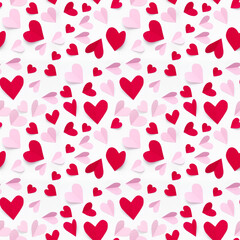 Wall Mural -  valentine's day
seamless pattern. composition with paper hearts isolated on white background. copy space top view. flat lay. concept for February 14