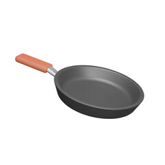 Frying pan 3d icon. cooking utensils. Isolated object on transparent background