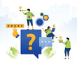 © nakigitsune-sama - illustration design of question and answer with feedback and rating. people give ratings on comments and feedback on service to improve quality. can be used for web, website, posters, apps, brochures