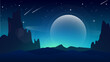 © riansa28 - mountain background. fantasy walpaper for desktop. blue sky in night background. desert illustration in night with cliff background.