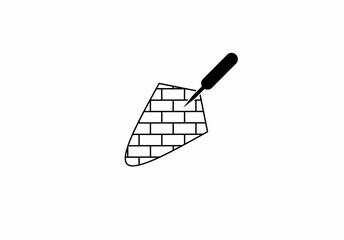 Wall Mural - line trowel bricklayer logo isolated on white background