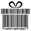 © teracreonte - Logo aislado con texto Happy Birthday con código de barras con líneas con forma de caja de regalo con nudo de lazo