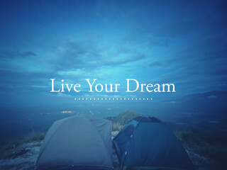Wall Mural - Motivational and inspirational wording. Live your dream. Written on blurred vintage styled background.