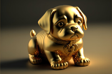 Close-up shot of golden dog ornament