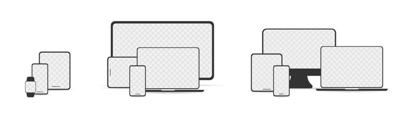 Poster - Set of different devices icon with blank screen. Electronic icons collection. Vector illustration