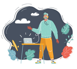 Wall Mural - Man in casual outfit set with different gestures isolated