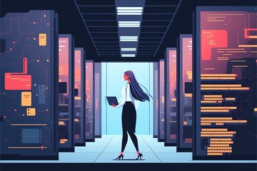 Illustrative IT programming and network security concept. generative ai