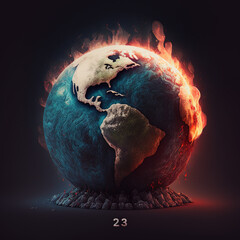 the catastrophic effects of global warming: a planet engulfed in flames generative ai