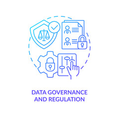 Wall Mural - data governance and regulation blue gradient concept icon. customer safety. digital technology trend