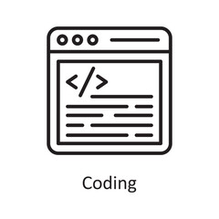 Coding Vector Outline Icon Design illustration. Design and Development Symbol on White background EPS 10 File