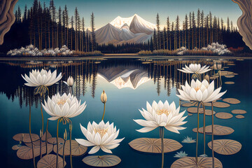 Wall Mural - lac au lotus