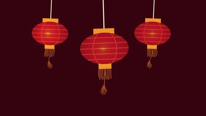 Poster - asian culture lamps hanging animation