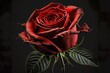 Single red rose on black isolated background, love valentine, valentines day, generative ai