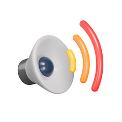 Sound speaker with waves 3d icon. Sound volume. Music, sound. Isolated object on a transparent background