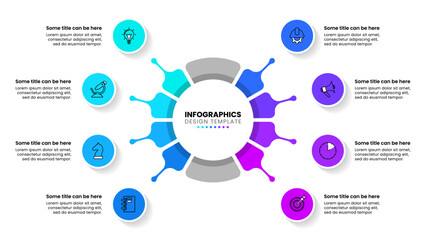 Infographic template. Circle with 8 steps and icons