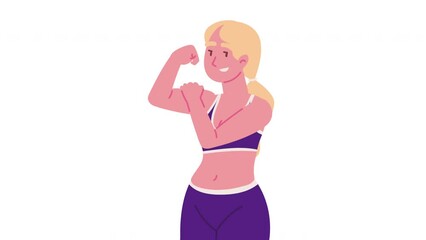 Poster - blond athletic woman character animation